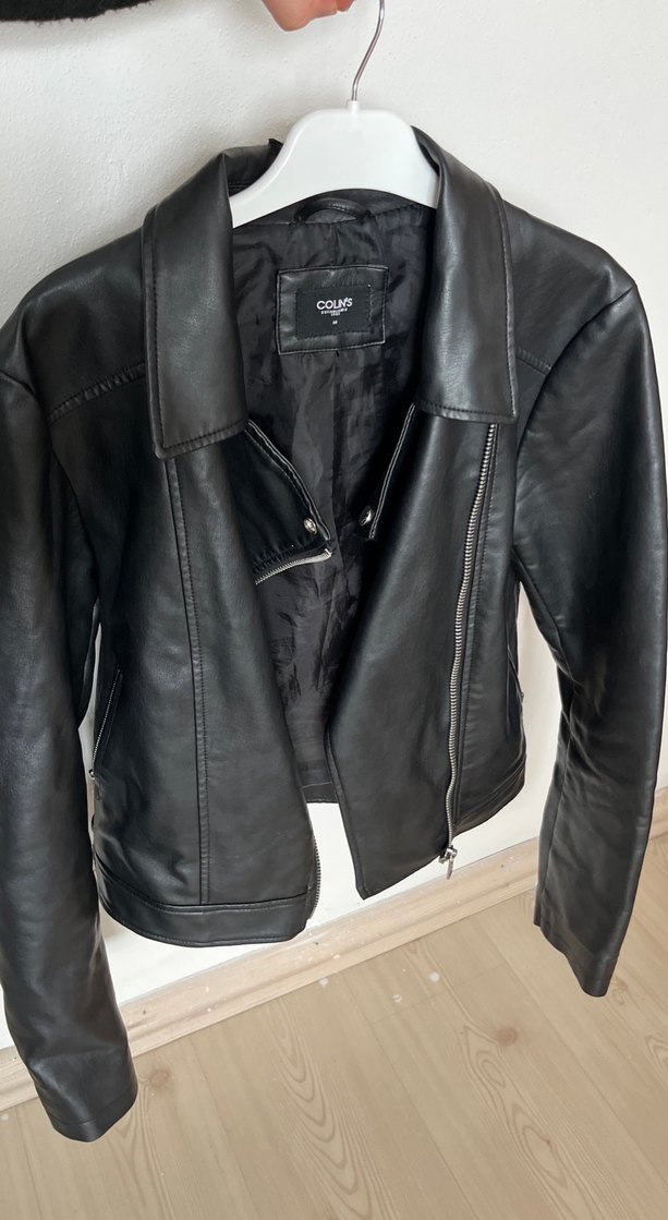 Kadın Siyah Deri Biker Ceket - Görsel 3