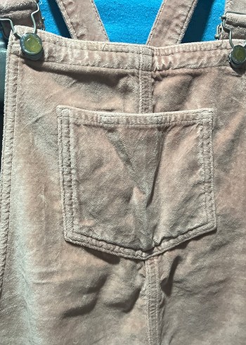 Pudra pembe Süet Kadın Midi Askılı Salopet - Görsel 2