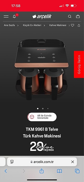 Arçelik çiftli Türk Kahve Makinesi 9961 B