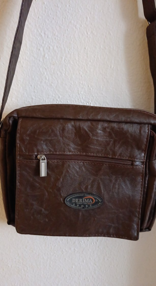 Kahverengi Deri erkek Çanta Fermuarlı - Görsel 2