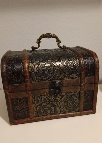 Kapitone Çiçek Desenli Kemerli Vintage Bavul - Görsel 2