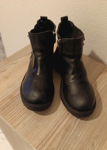 Parlak Siyah kız çocuk Goth Botları - Görsel 5