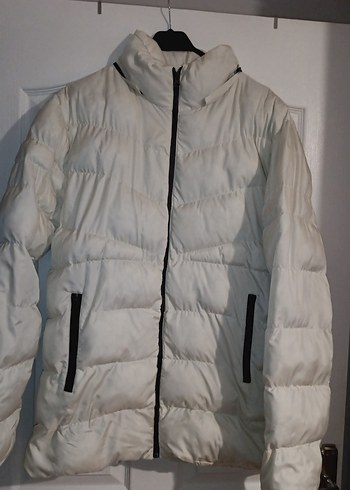 erkek Beyaz Fermuarlı Kış Montu - Görsel 2