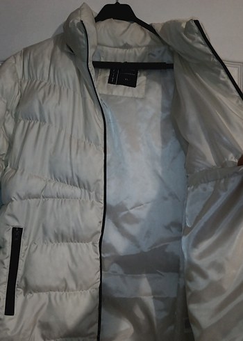 erkek Beyaz Fermuarlı Kış Montu - Görsel 4