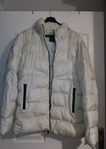 erkek Beyaz Fermuarlı Kış Montu - Görsel 5