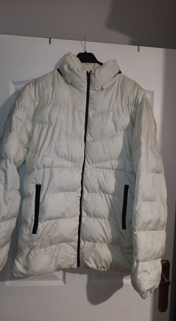 erkek Beyaz Fermuarlı Kış Montu - Görsel 2