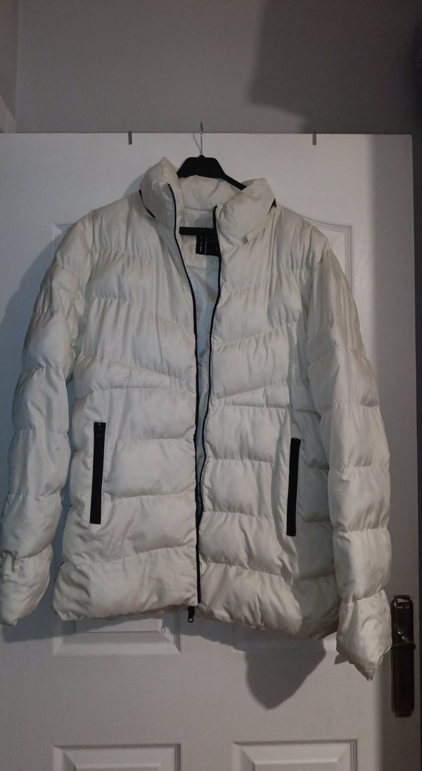 erkek Beyaz Fermuarlı Kış Montu - Görsel 5