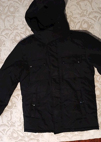 Siyah Kapüşonlu Erkek mont - Görsel 8