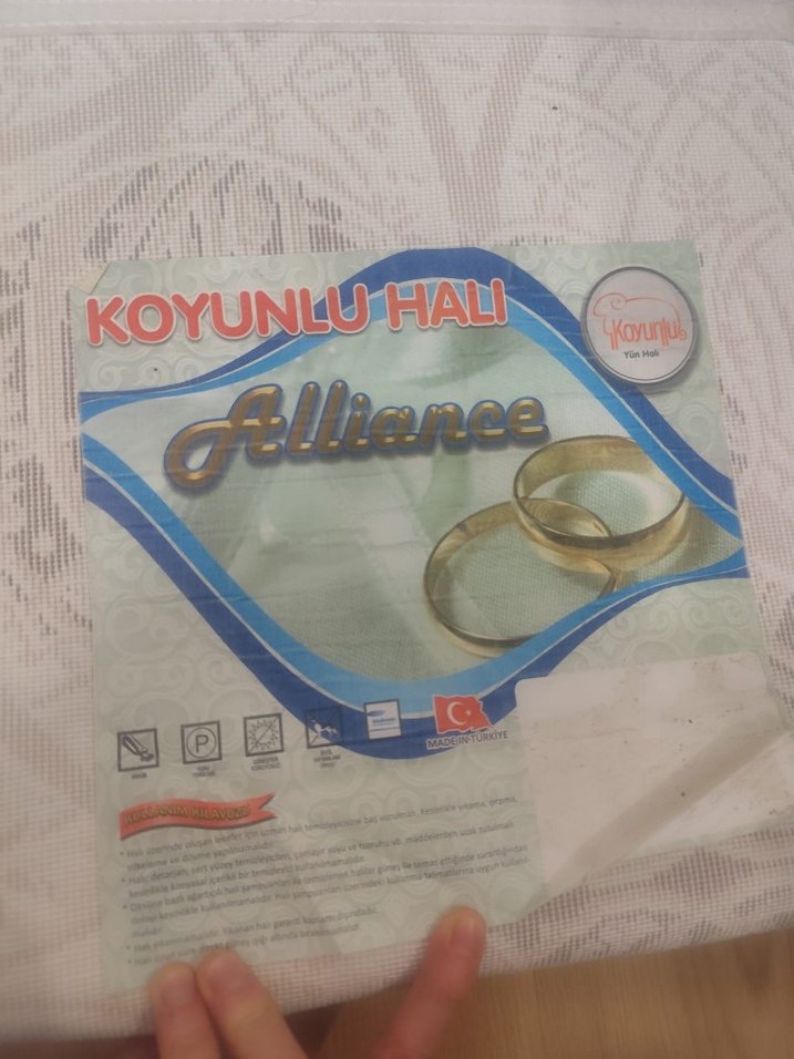 koyunlu yün halı Beyaz Nakışlı Geleneksel Halı - Görsel 2