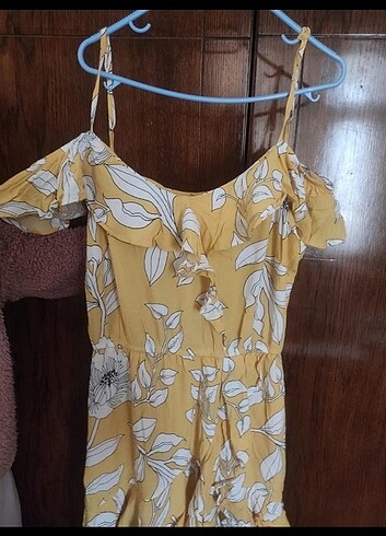 Koton Koton Sarı Çiçekli Elbise