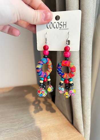 Renkli Boncuklu Bohem Küpe - Görsel 2