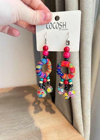 Renkli Boncuklu Bohem Küpe - Görsel 3