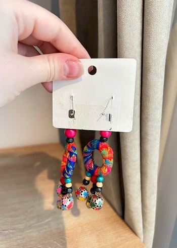 Renkli Boncuklu Bohem Küpe - Görsel 5