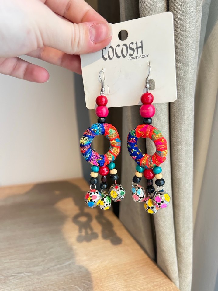 Renkli Boncuklu Bohem Küpe - Görsel 4