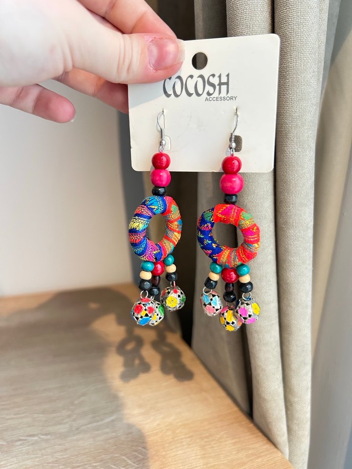 Renkli Boncuklu Bohem Küpe - Görsel 3