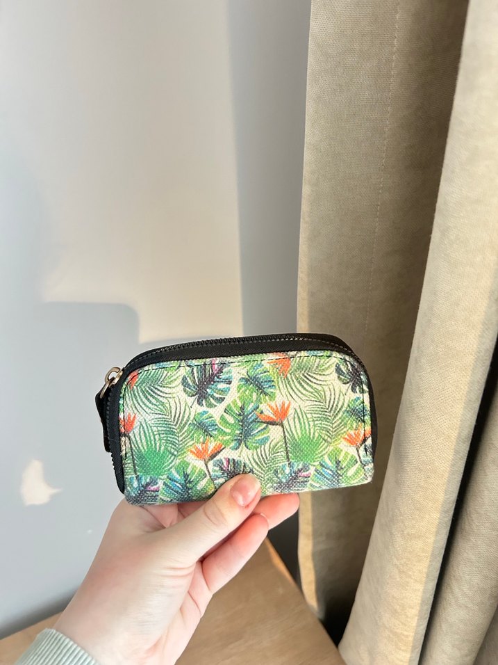 Yeşil  Desenli Fermuarlı Kadın Cüzdanı - Görsel 4