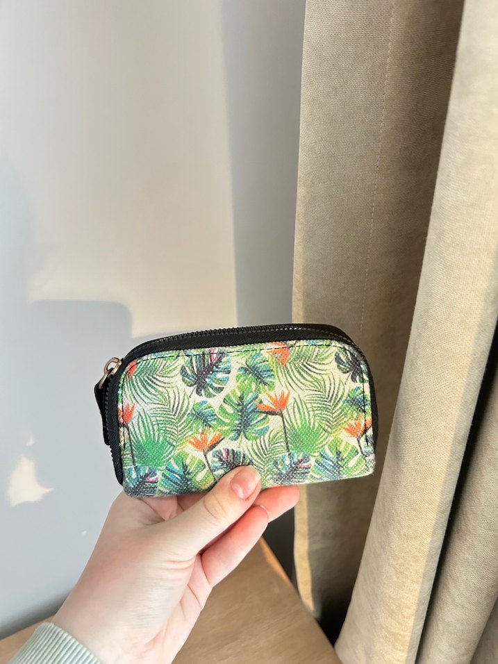 Yeşil  Desenli Fermuarlı Kadın Cüzdanı - Görsel 3