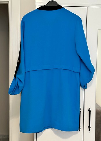 Renkli Baskılı Mavi Günlük Fermuarlı Tunik - Görsel 3