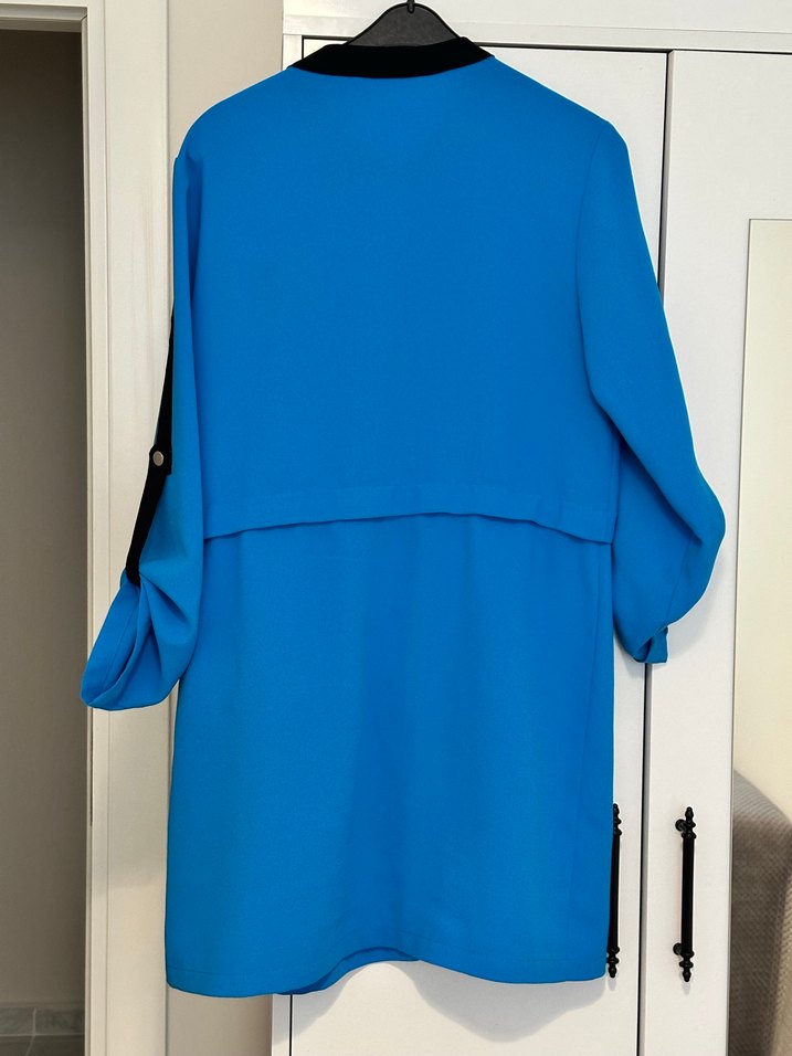 Renkli Baskılı Mavi Günlük Fermuarlı Tunik - Görsel 3