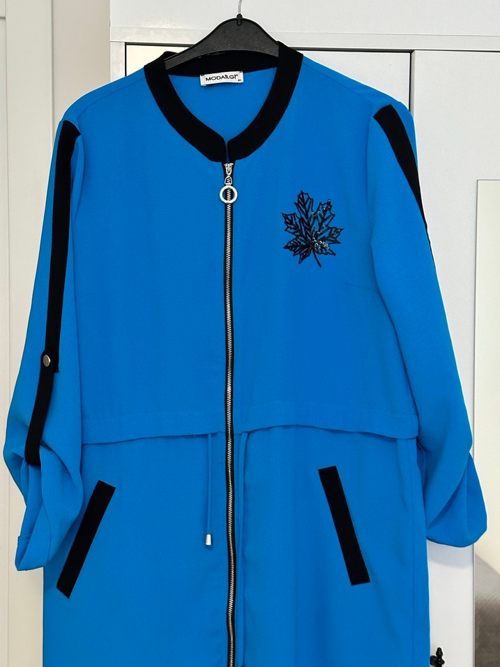 Renkli Baskılı Mavi Günlük Fermuarlı Tunik - Görsel 2