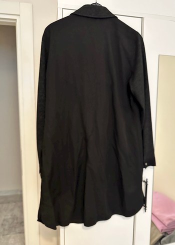 Siyah Uzun Kollu Düğmeli Kadın Gömlek - Görsel 4