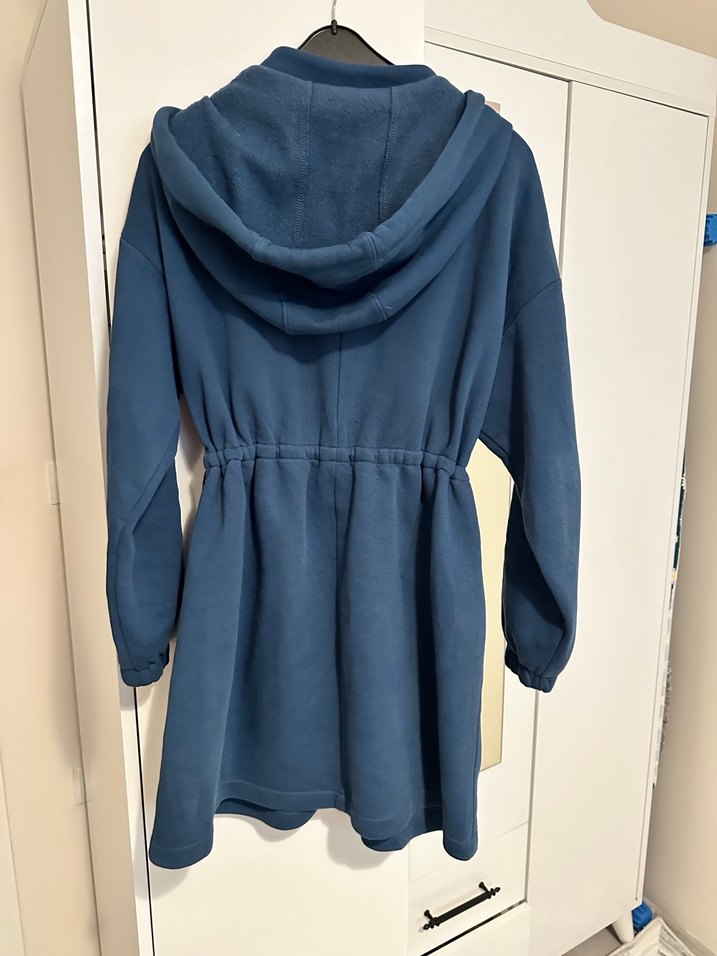 Mavi Kapüşonlu, Kemerli Hamile Ceketi - Görsel 3