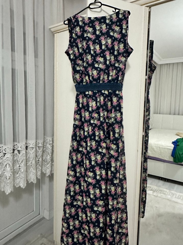 Çiçek Desenli Uzun Bohem Elbise - Görsel 3