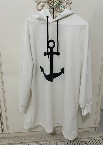 Kadın Beyaz Kapüşonlu Uzun Kollu Sweatshirt - Görsel 2