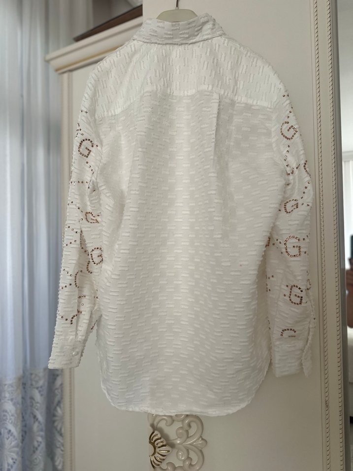GUCCI Nakışlı Beyaz Pamuklu Uzun Kollu Gömlek - Görsel 3