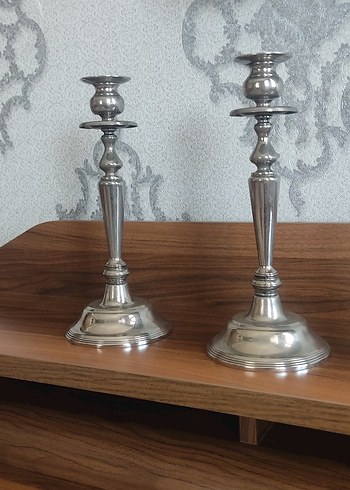 eski gümüş kaplama Metal Şamdan Çifti