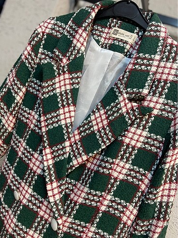 Diğer Yeşil kareli tüvit ceket