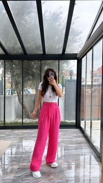 Pembe palazzo pantolon