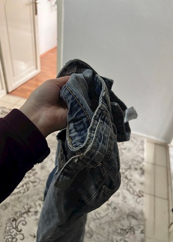 Gri Kadın Kot Pantolon Bol Kesim Midi Boy - Görsel 5