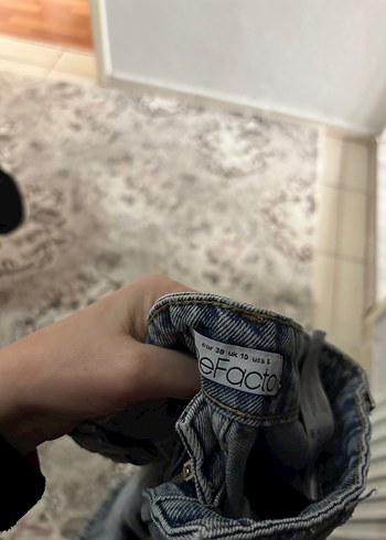 Gri Kadın Kot Pantolon Bol Kesim Midi Boy - Görsel 3