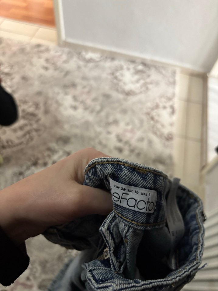 Gri Kadın Kot Pantolon Bol Kesim Midi Boy - Görsel 3