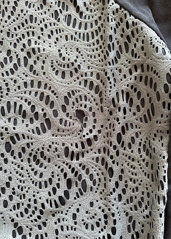 m Beden Gri Dantel Detaylı Kadın Sweatshirt
