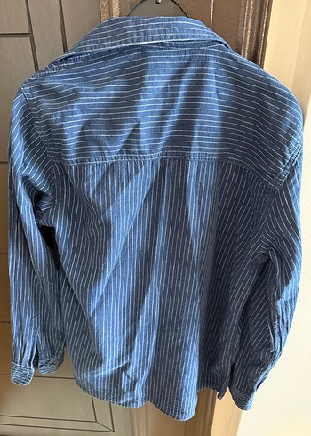 s Beden mavi Renk Uzun Kollu Düğmeli Mavi Denim Erkek Gömlek