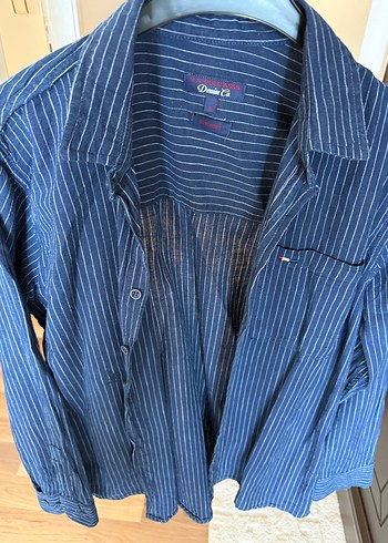 s Beden Uzun Kollu Düğmeli Mavi Denim Erkek Gömlek