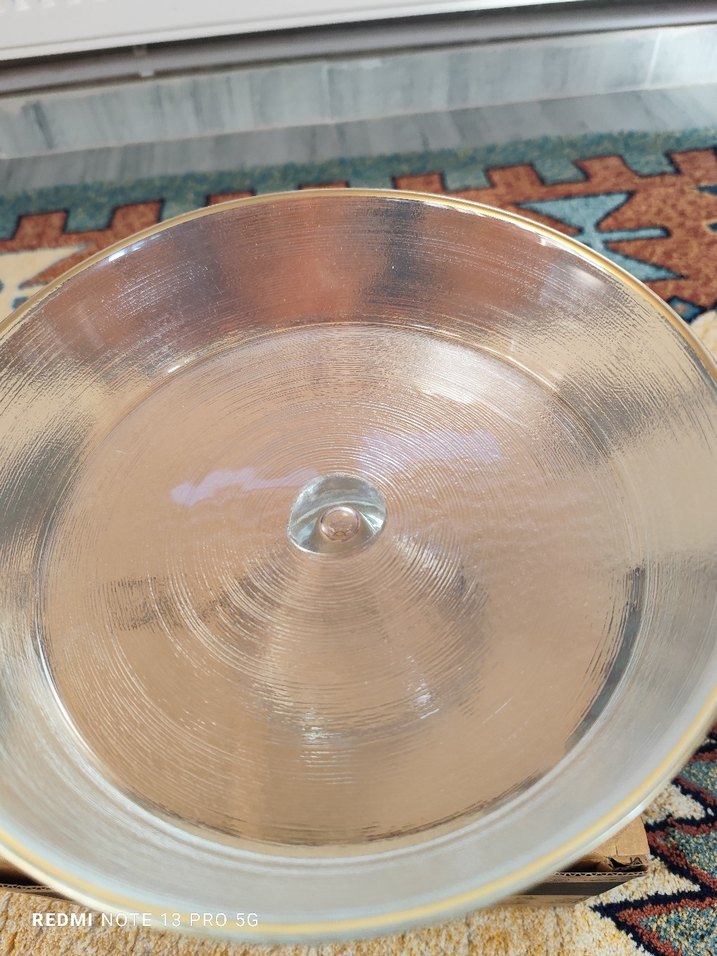 Vintage Altın Renkli Cam Ayaklı Kase - Görsel 3