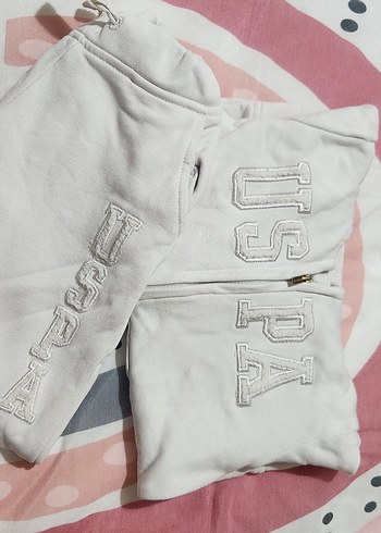 Kız Çocuk Taş rengi Fermuarlı Sweatshirt ve Eşofman 4 yaş