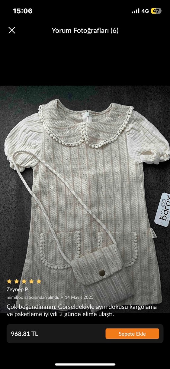 Mini Baray Cep Detaylı Kız Triko Elbise - Görsel 2