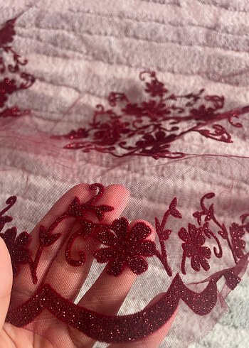 Bordo İşlemeli Kına duvağı - Görsel 4