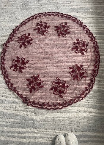 Bordo İşlemeli Kına duvağı - Görsel 2