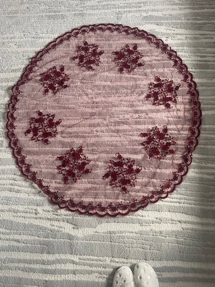 Bordo İşlemeli Kına duvağı - Görsel 2