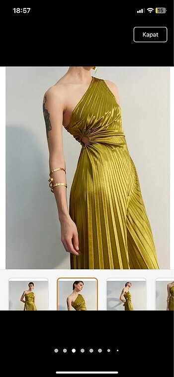 Yağ yeşili elbise - Görsel 5