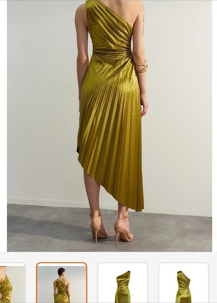 Yağ yeşili elbise - Görsel 3