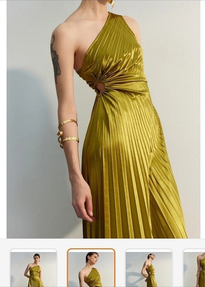 Yağ yeşili elbise - Görsel 5