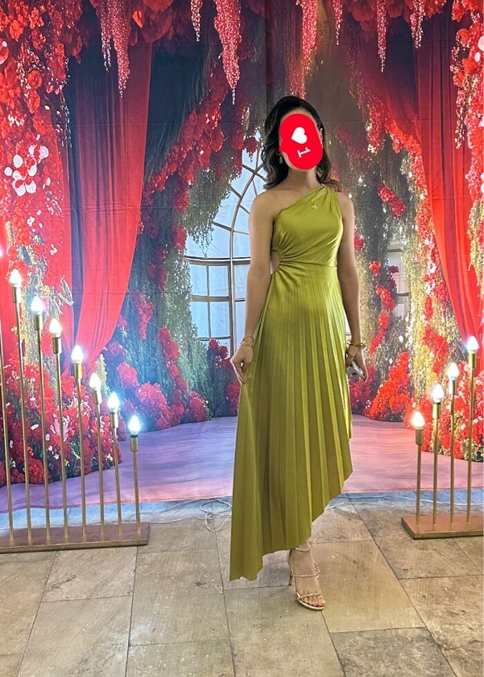 Yağ yeşili elbise - Görsel 2