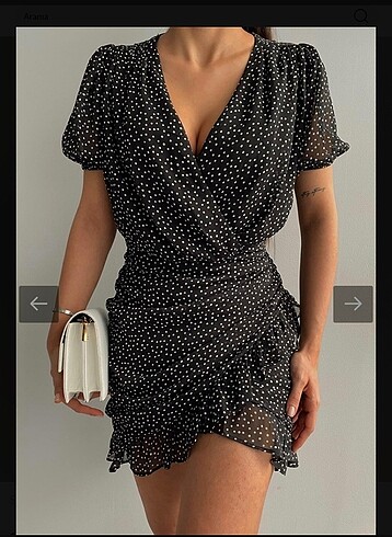 Puantiyeli Mini elbise - Görsel 5