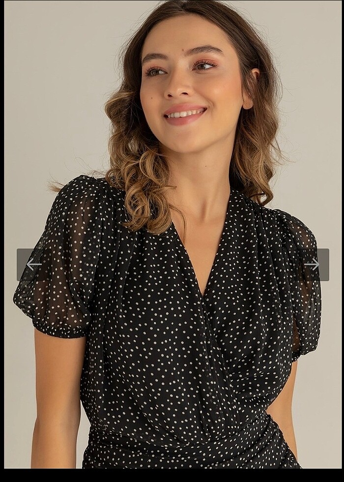 Puantiyeli Mini elbise - Görsel 4